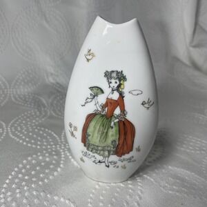 Vintage Lenwile Ardalt Porcelain Bud Vase Provincial Style Gold Gilded Design